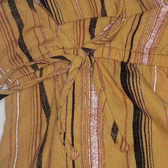 Xhilaration Mustard Wide Leg Jumpsuit Plus Size XXL Striped V-Neck Pockets - Picture 8 of 10
